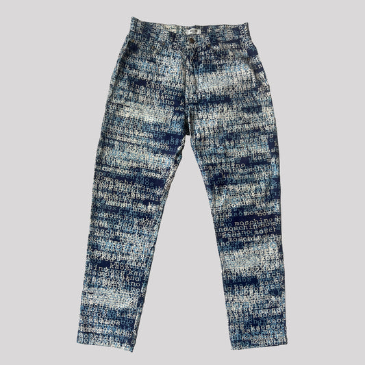 1999 Moschino Jeans Kaos Print Trousers in Blue - W29"