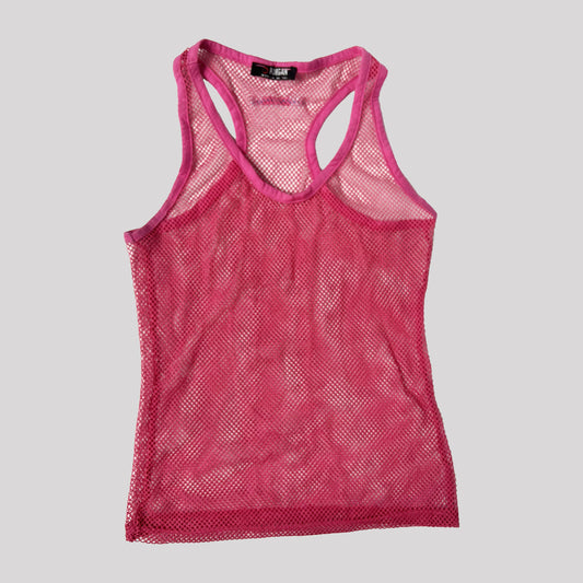 00's Morgan De Toi Fishnet Vest Top in Hot Pink