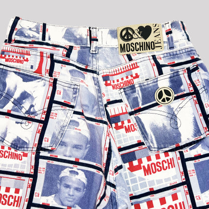 90's Moschino VSH Print Jeans in Blue White and Red - W28"