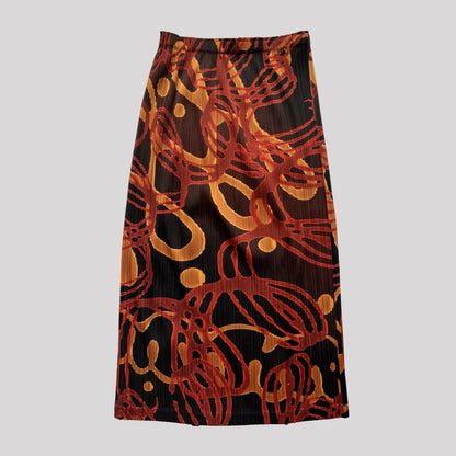 Vintage Pleats Please Printed Skirt in Red - Size 5