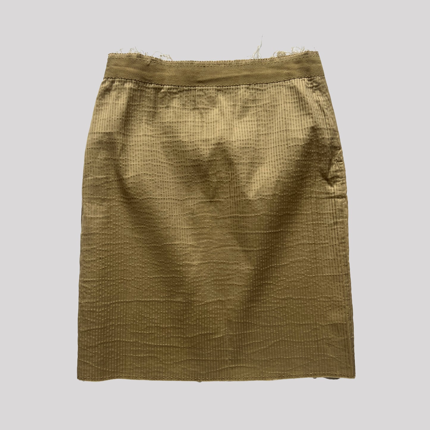 Vintage Silk Plein Sud Ribbed Pencil Skirt in Tan - w30"