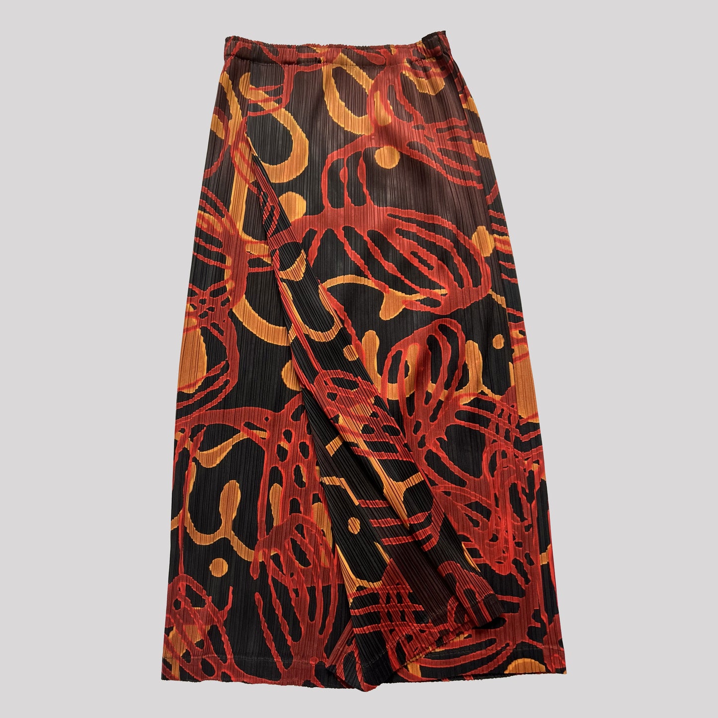 Vintage Pleats Please Printed Skirt in Red - Size 5