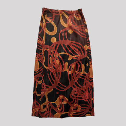 Vintage Pleats Please Printed Skirt in Red - Size 5