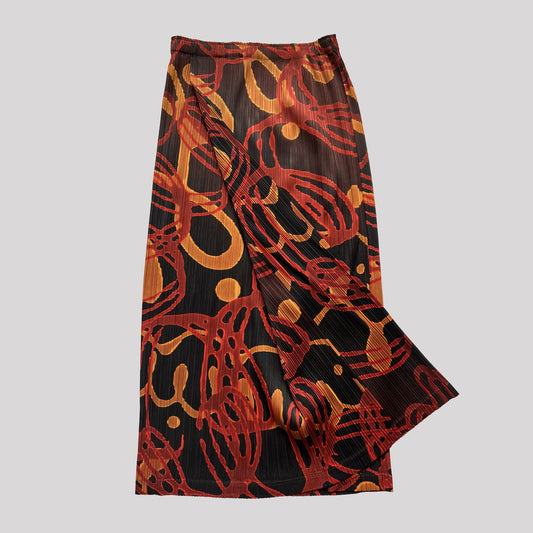 Vintage Pleats Please Printed Skirt in Red - Size 5