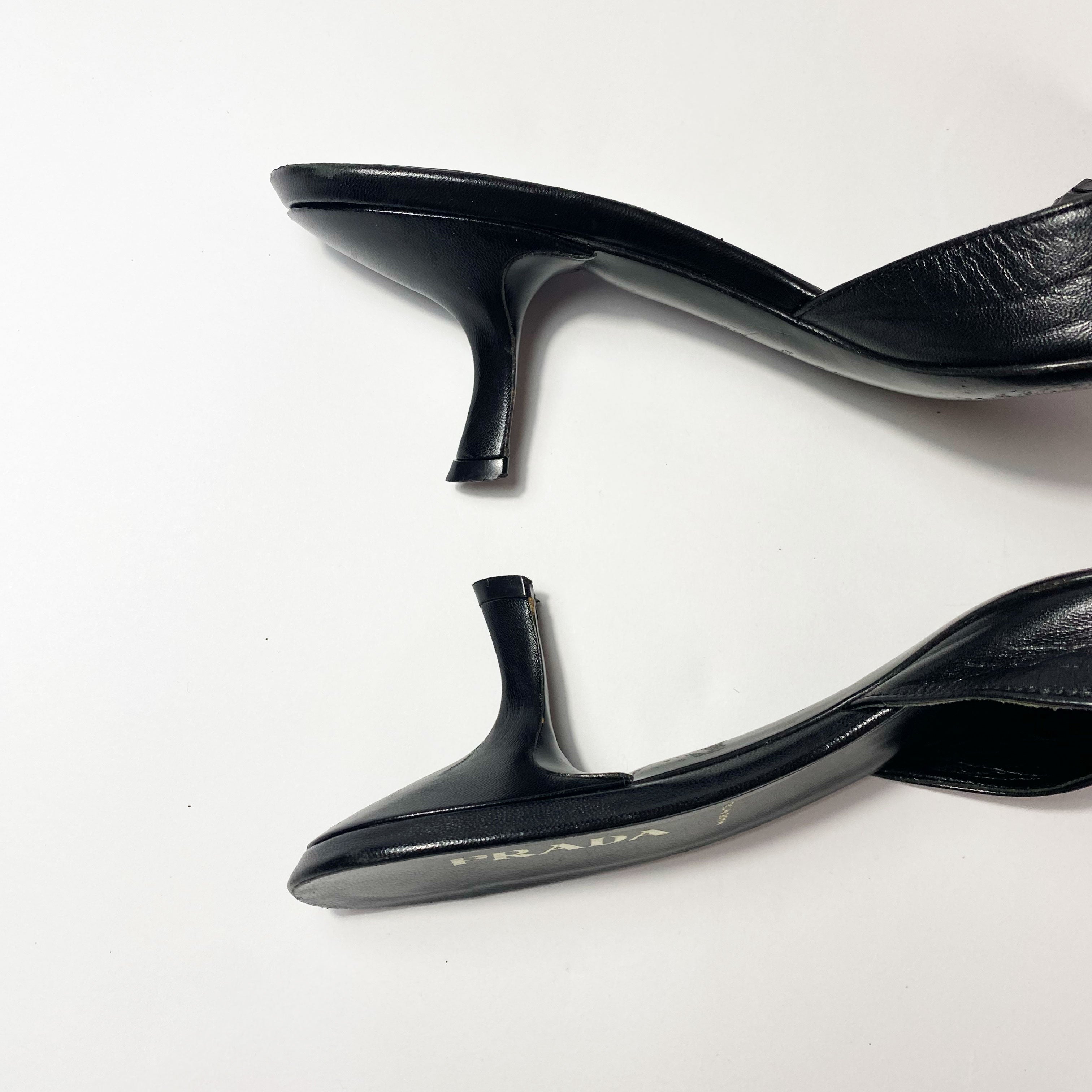 Prada black kitten heels hotsell