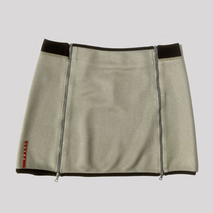 00's Prada Sport Double Zip Mesh Mini Skirt in Grey - W32"