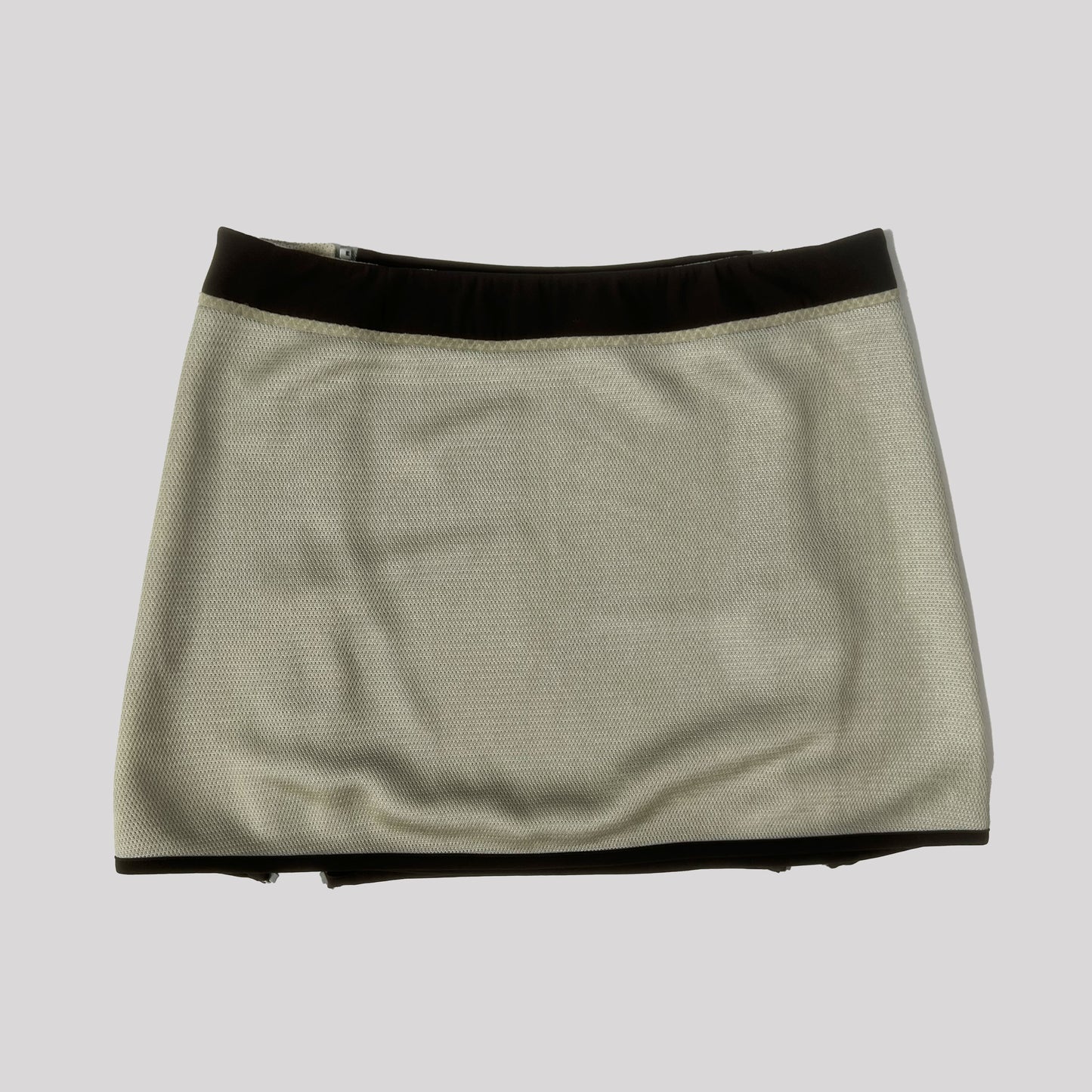 00's Prada Sport Double Zip Mesh Mini Skirt in Grey - W32"