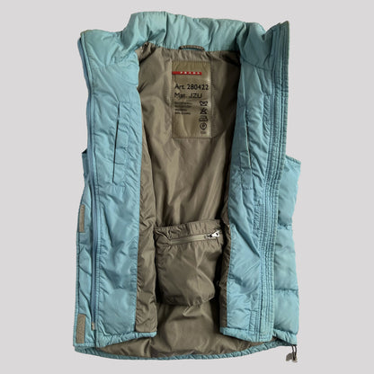 Vintage Prada Sport Nylon Down Gilet in Duck Egg Blue