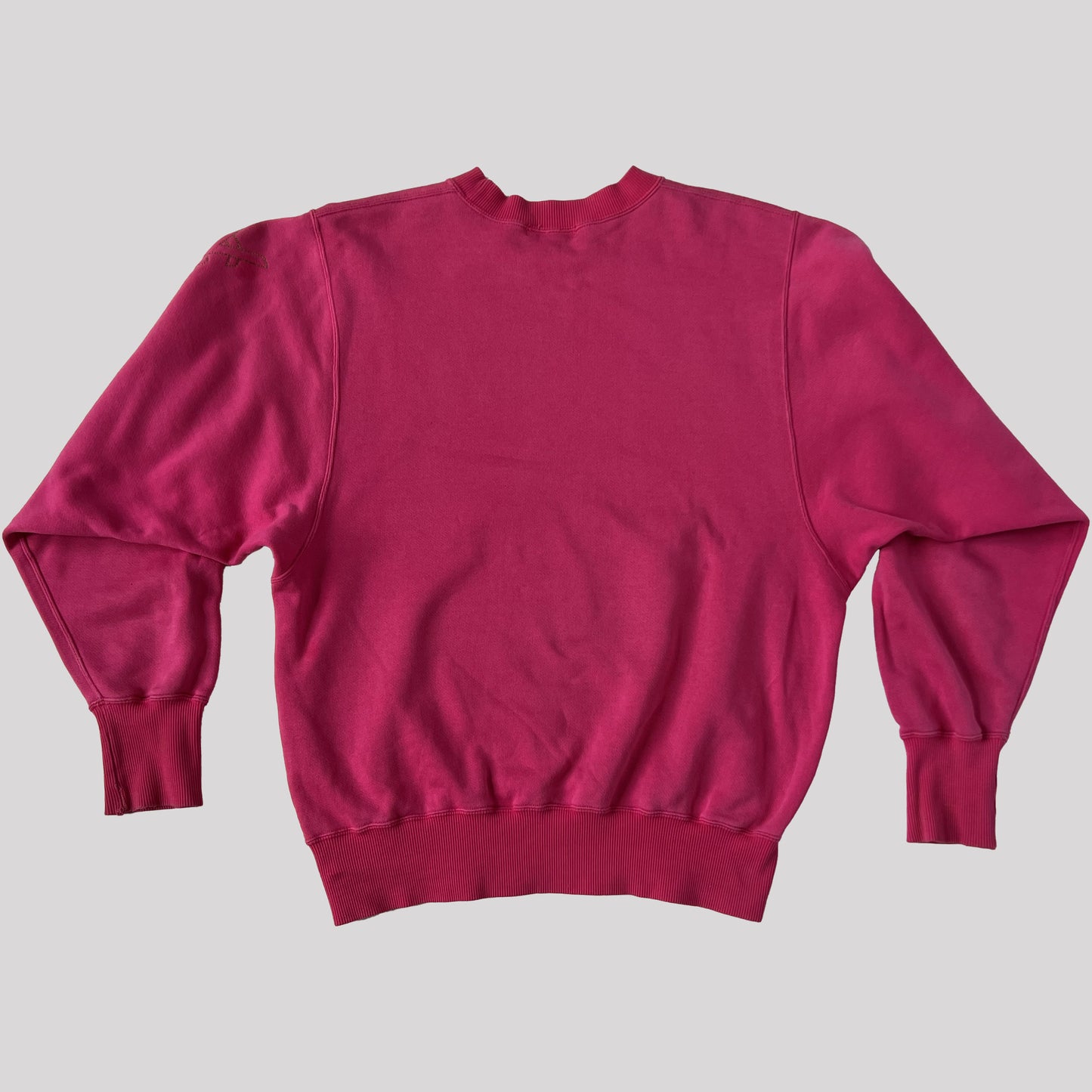 80's Yves Saint Laurent Sweatshirt with Embroidered Logo on Sleeve in Pink - S