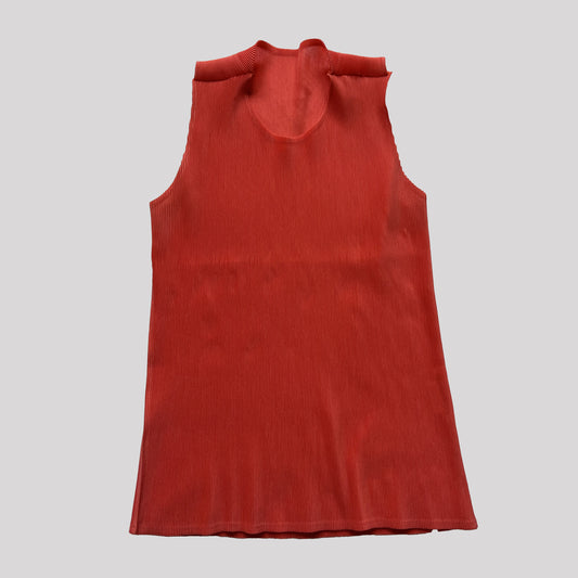 Pleats Please Sample Tank Top in Orange - Size 5