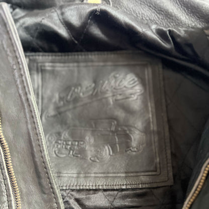 Vintage Heavyweight Leather Bomber Jacket in Black - Large