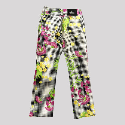 90's Versace Jeans Couture Floral Dot Pattern Jeans - XS