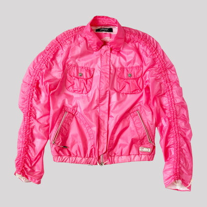 Vintage Versace Sport Jacket with Adjustable Ruched Sleeves in Transparent Pink - S