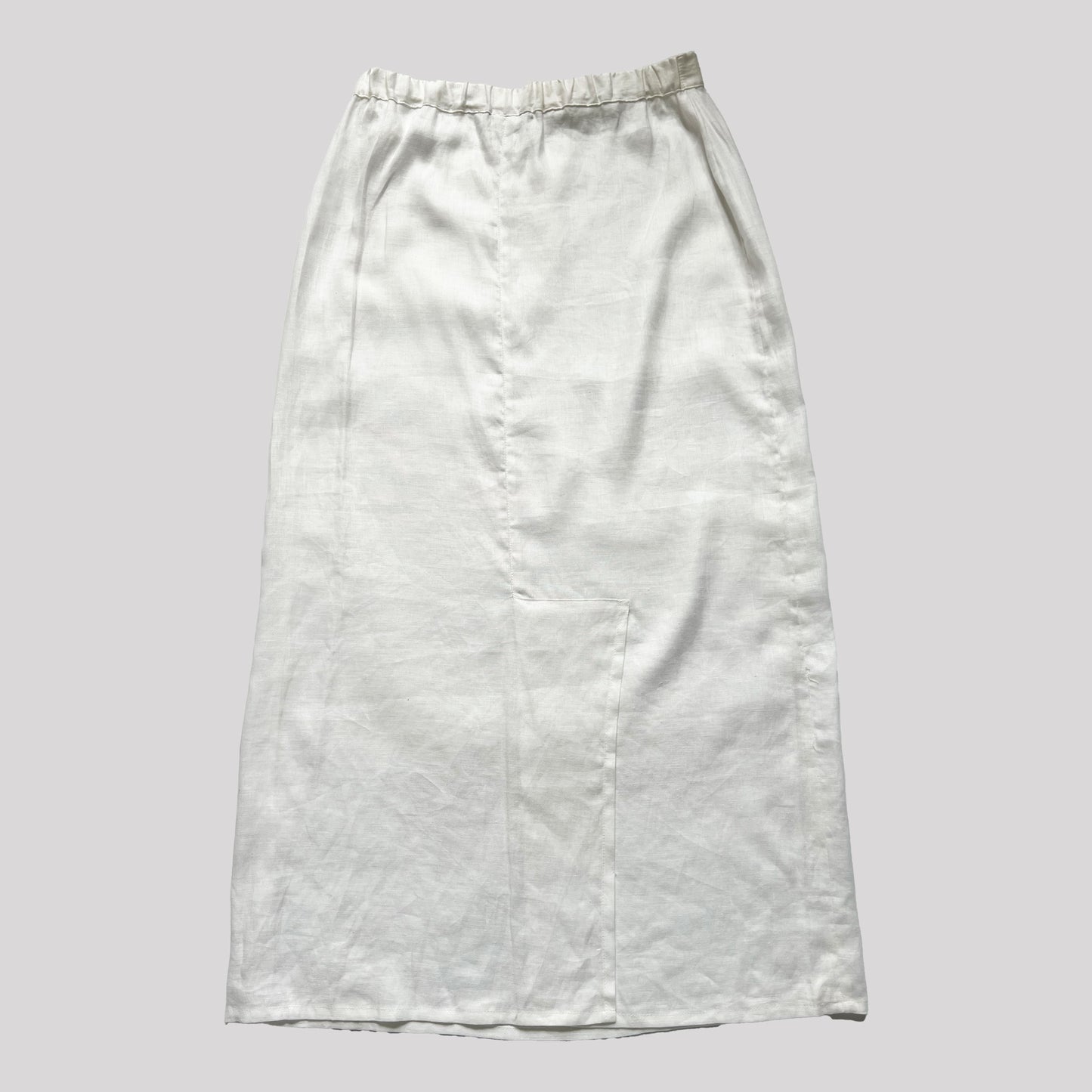 Sarah Pacini Linen Maxi Skirt with Utility Pocket in White - M