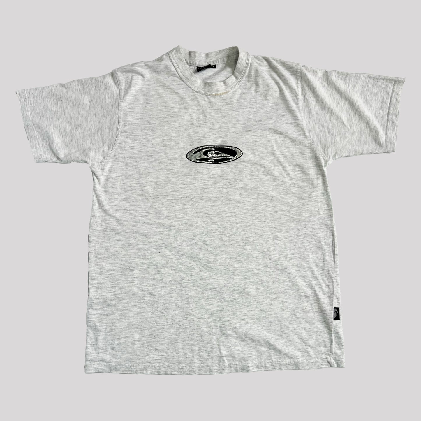 00's Quicksilver T-shirt with Holographic Logo in Marl Grey