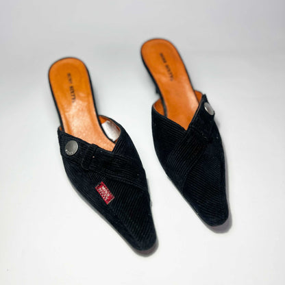 00's Miss Sixty Kitten Heels in Black Corduroy - UK 4